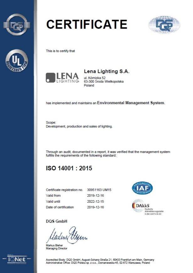 Certificate Environmental Management System