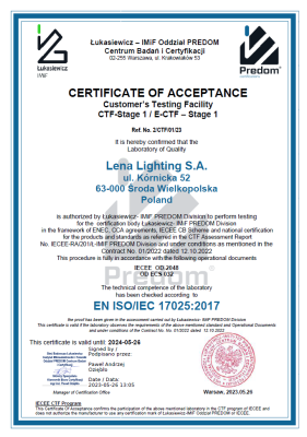 Certyfikat środowiskowy ISO Lena Lighting