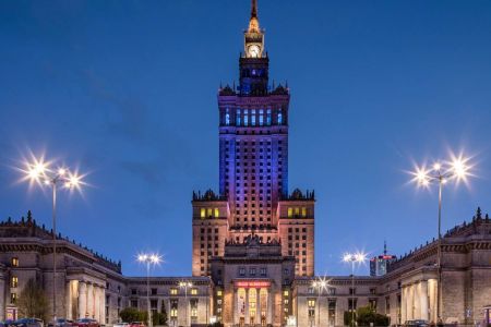 Oświetlenie w centrum Warszawy